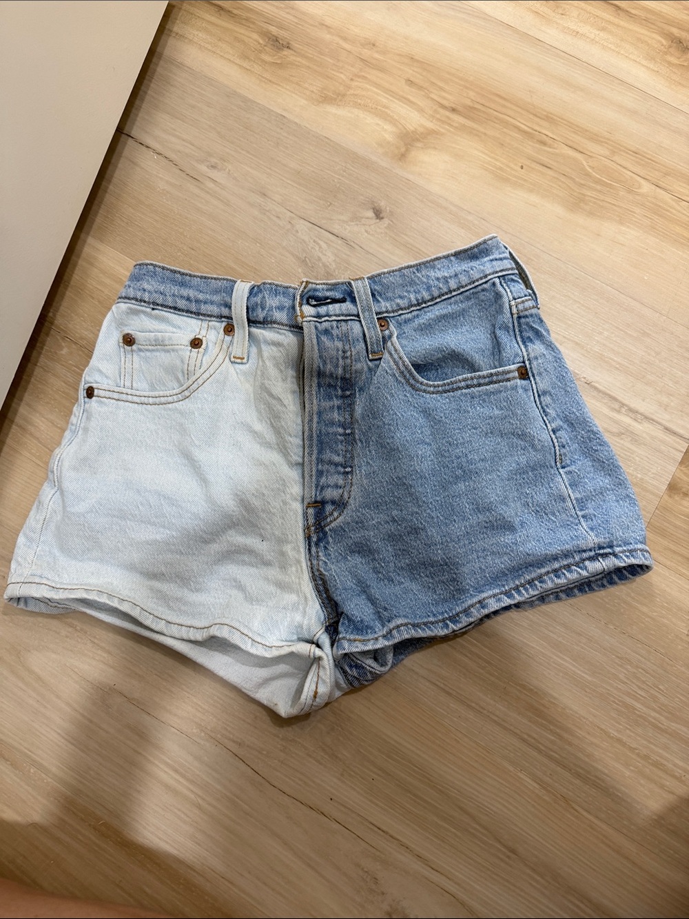 Levi's Two-Tone Light & Medium Blue Denim Shorts